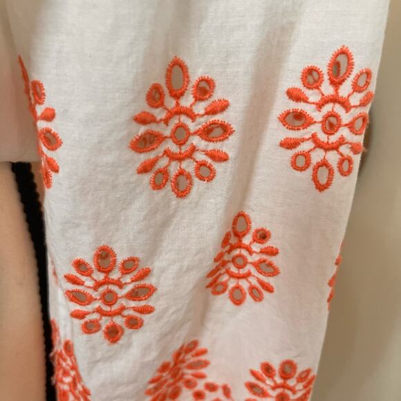 Lane Bryant Womens Shirt Tie Front Eyelet Sleeve V Neck White and Orange Size - Picture 5 of 6